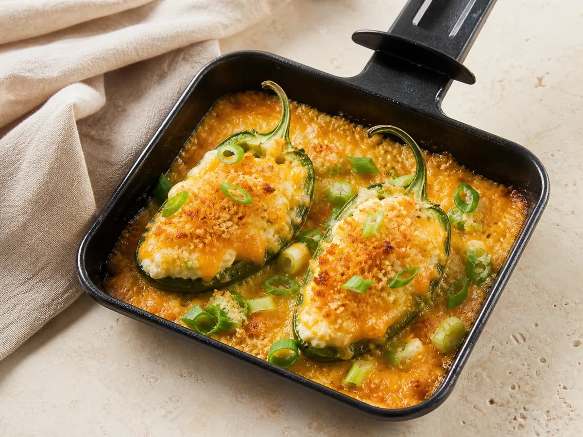 Jalapeño-Popper-Pfännchen frisch zubereitet im Raclette-Pfännchen