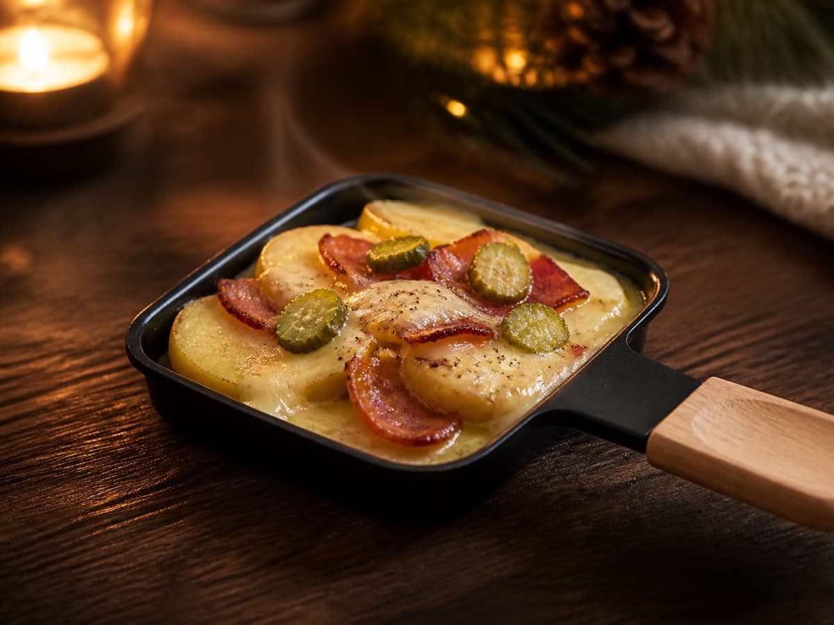 Alpen-Klassiker in einem kleinen Raclette-Pfännchen