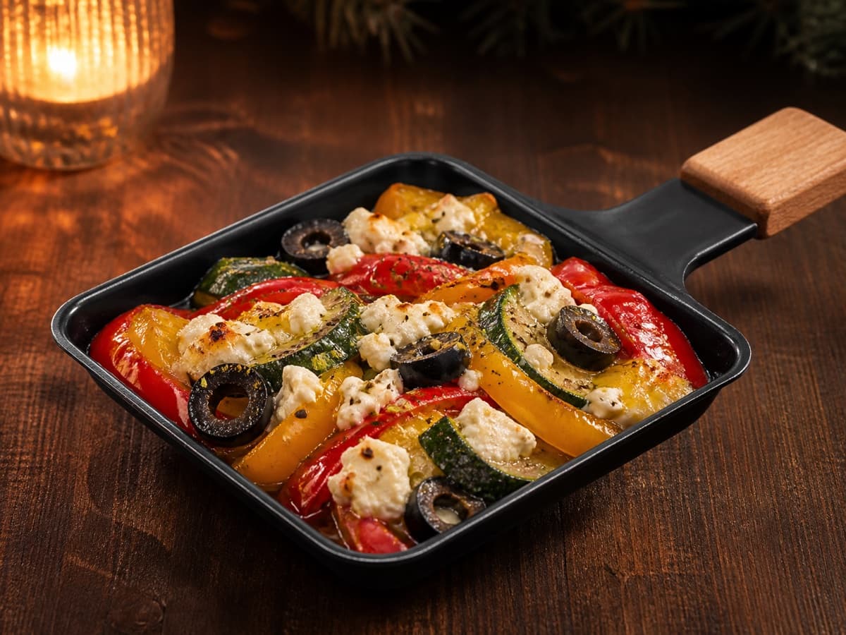 Griechische Nacht in einem kleinen Raclette-Pfännchen